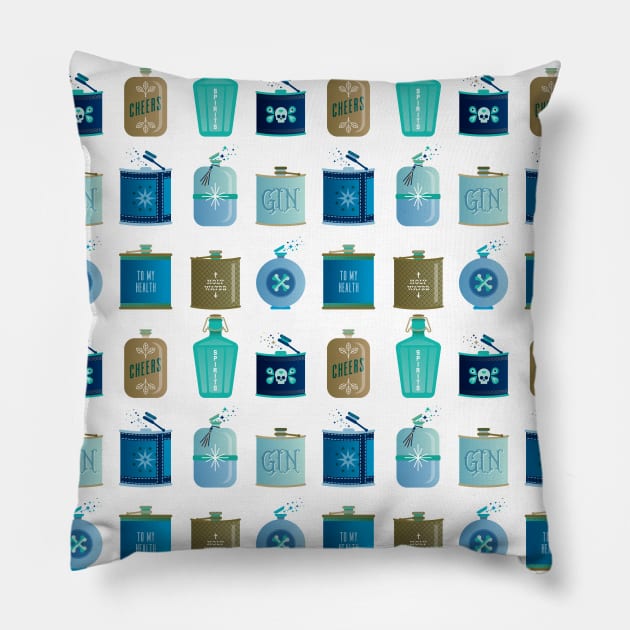 flasks blue Pillow by CatCoq