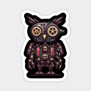 Steampunk owl, fantasy owl, cyborg owl, robot owl Magnet