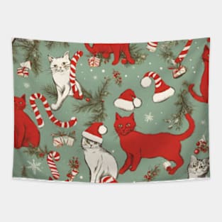 cute cat pattern Christmas theme Tapestry