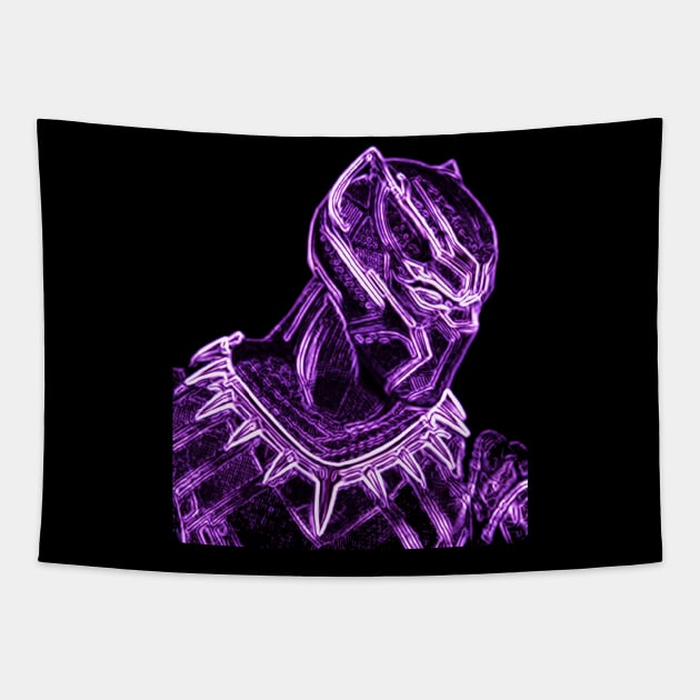 Black Panther NEON Tapestry by enchantingants