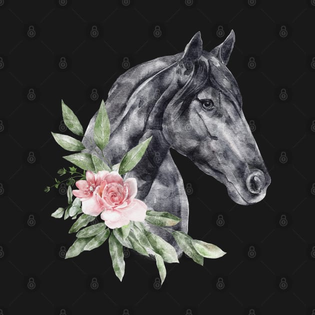 Floral Wild Horse Mustangs Animal Spirit Wildlife Rescue by PinkyTree