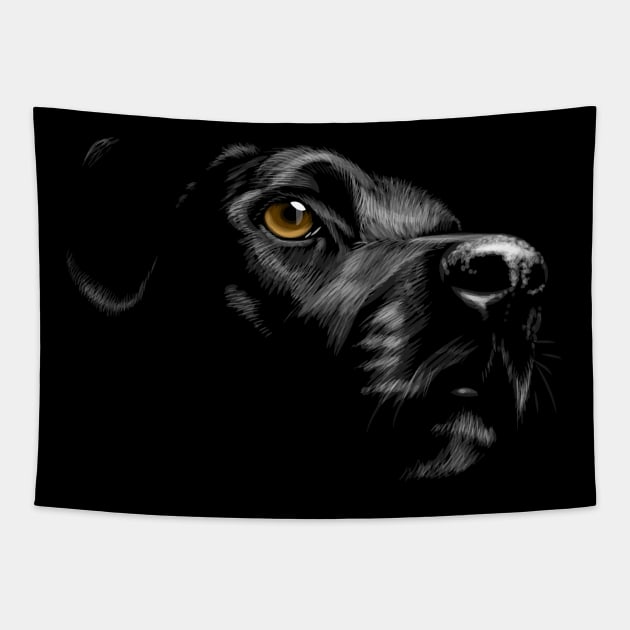 Black Lab Labrador Retriever Gold Eye Retriever Love Tapestry by TeeCreations