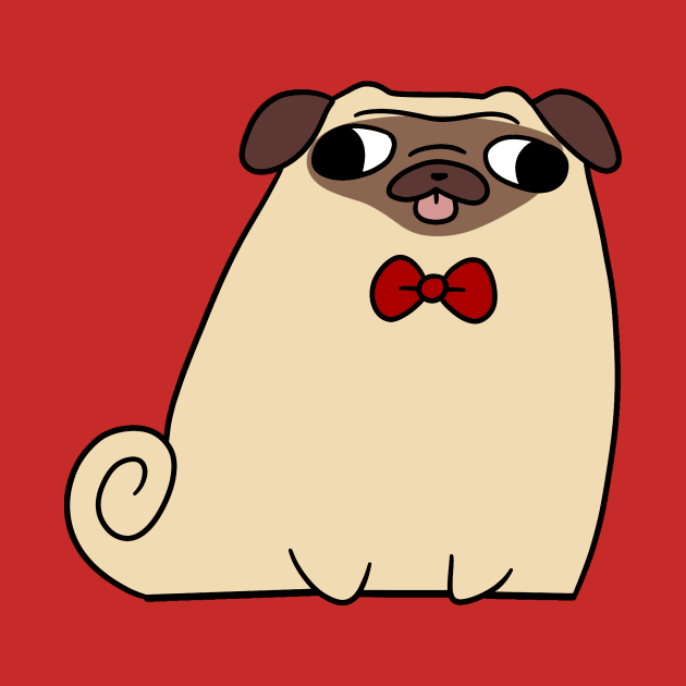 Red Bow Tie Pug by saradaboru