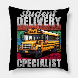 Student Delivery Specialist - Retro School Bus Design Pillow