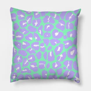 Mint Green and Purple Leopard Spots Pattern Pillow