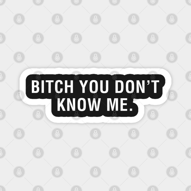 Bitch You Don't Know Me. Magnet by CityNoir