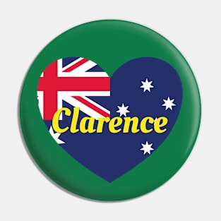 Clarence TAS Australia Australian Flag Heart Pin