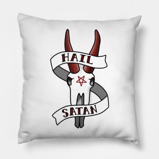 Hail Satan Mountain Goat Skull Pillow