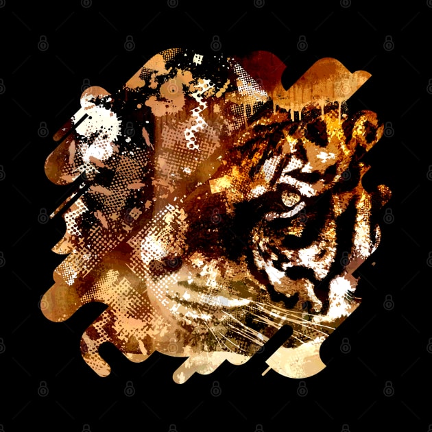 Bengal Tiger in  Abstract Paint Digital art by Nartissima