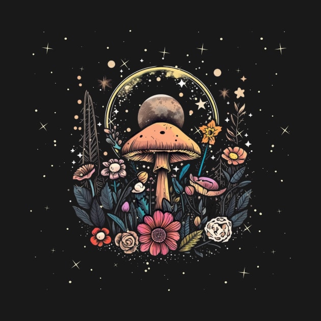 Mushroom Floral Moon by ArtThrob Designs