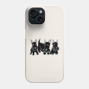 Three Little Black Scotties Phone Case