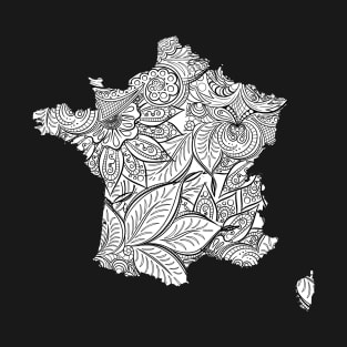 Mandala art map of France with text in white T-Shirt