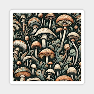 Vintage mushroom fungus art pattern Magnet