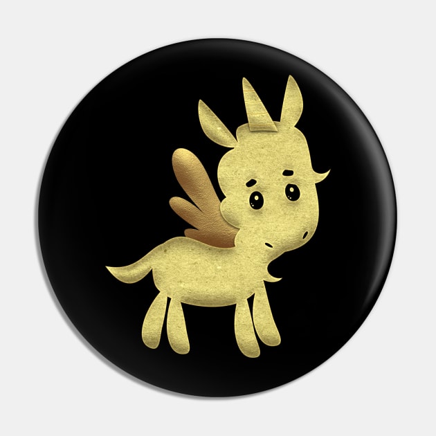 Gold Cute Unicorn Wings Pin by Imutobi