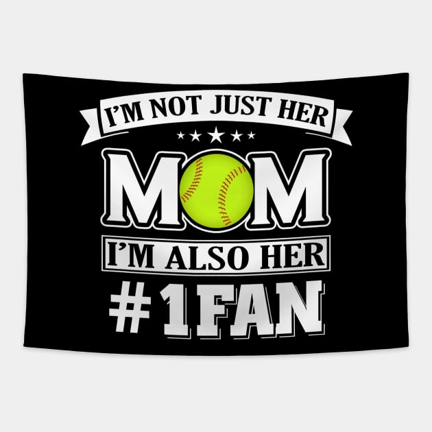 Mom Number One Fan Softball Baseball Player Tapestry by Sloane GalaxyLinesSpace