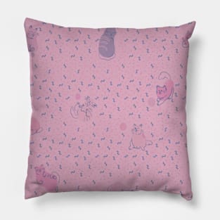 happy cats pink Pillow