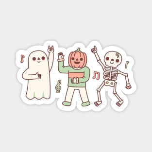 Funny Dancing Ghost, Jack O Lantern And Skeleton Magnet