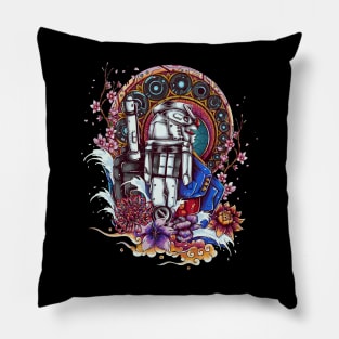 Robots With Flowers Pillow