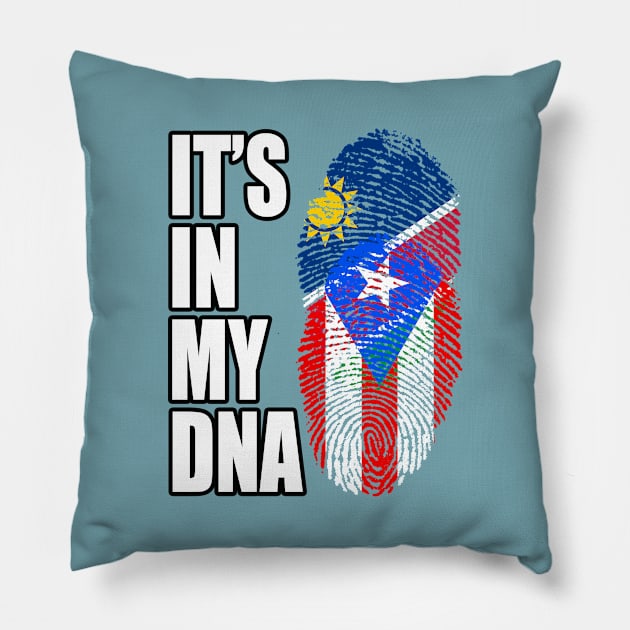 Puerto Rican And Namibian Mix DNA Flag Heritage Pillow by Just Rep It!!
