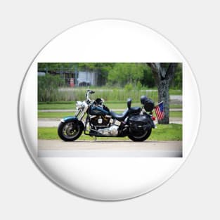 Motorcycle With American Flag Pin