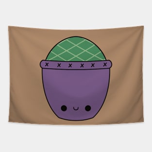 Cute Kawaii Cactus In Purple Pot Tapestry