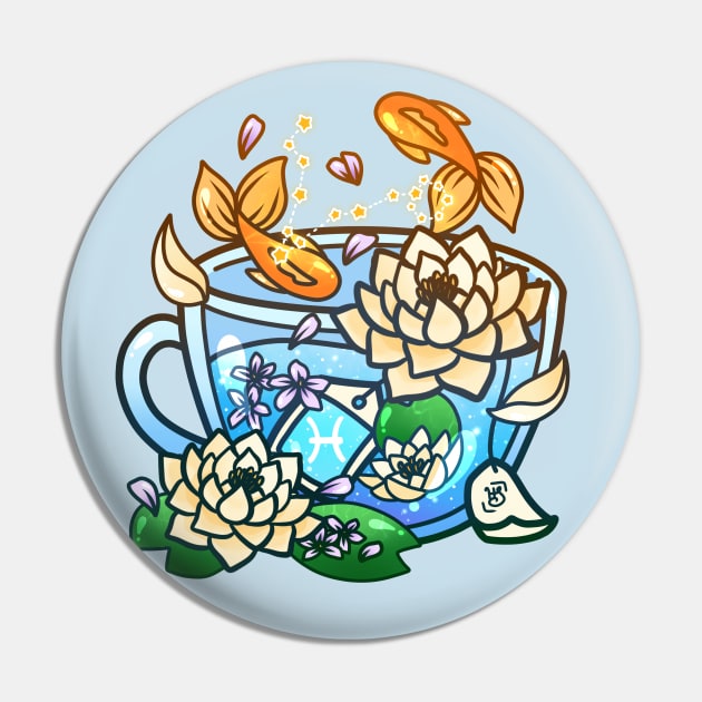 Pisces Zodiac Teacup Pin by heysoleilart