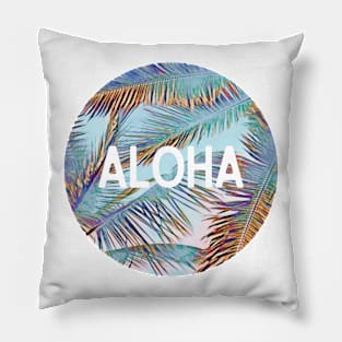 Aloha Hawaiian Vintage Palm Trees Design Pillow