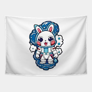 Space bunny with blue smoke Tapestry