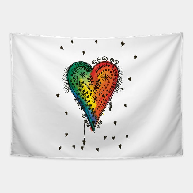 Watercolor Heart Love Tapestry by melostore