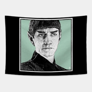 Disco Space Dad Monochrome Ink Portrait Tapestry