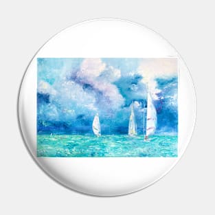 Sailboats on the Azure Waters Pin