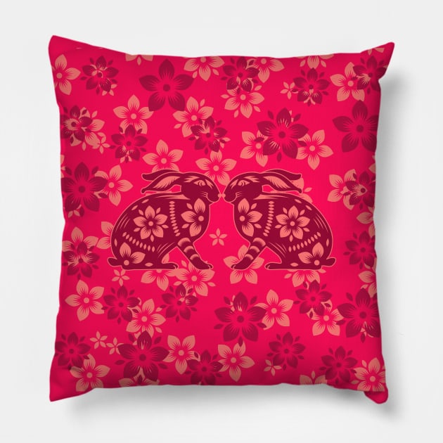 Kissing Bunnies Pillow by Liesl Weppen