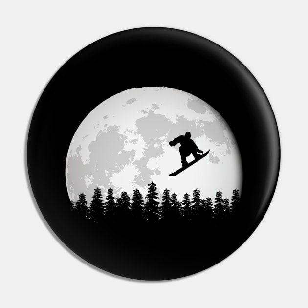 Snowboard Moon Snowboarder Pin by funkyteesfunny