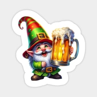 St Patricks Day Gnome Drinking Beer Magnet