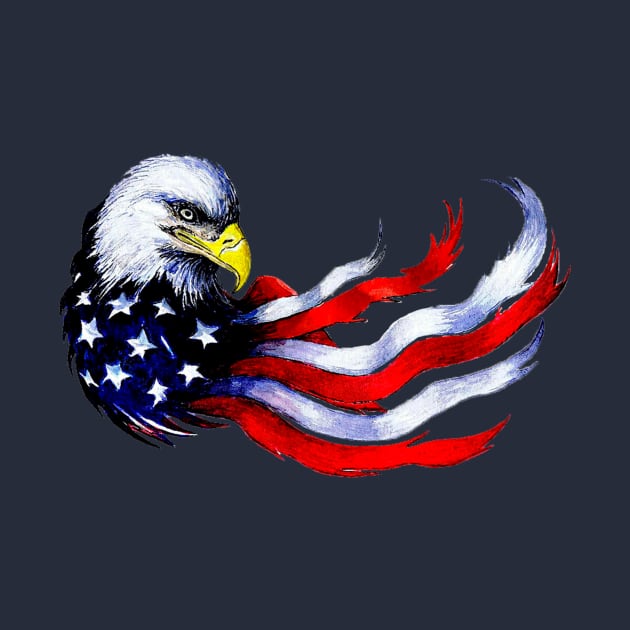 4th of July - Patriotic Eagle Design - Flag USA - Sticker by JMPrint