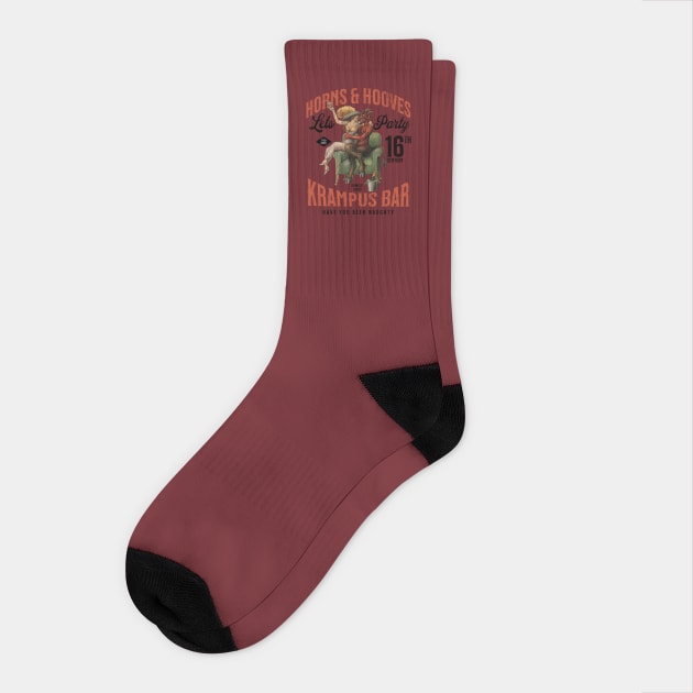 Distressed Horns & Hooves Krampus Bar Lets Party Naughty Christmas Socks by Joaddo