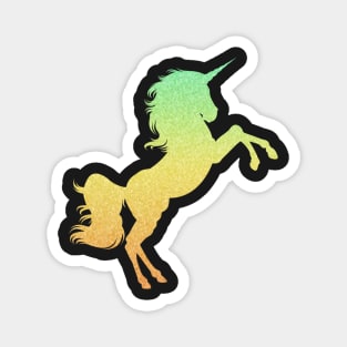 Bright Yellow Orange Ombre Faux Glitter Unicorn Magnet