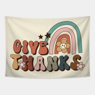 Retro Thanksgiving Give Thanks Tapestry