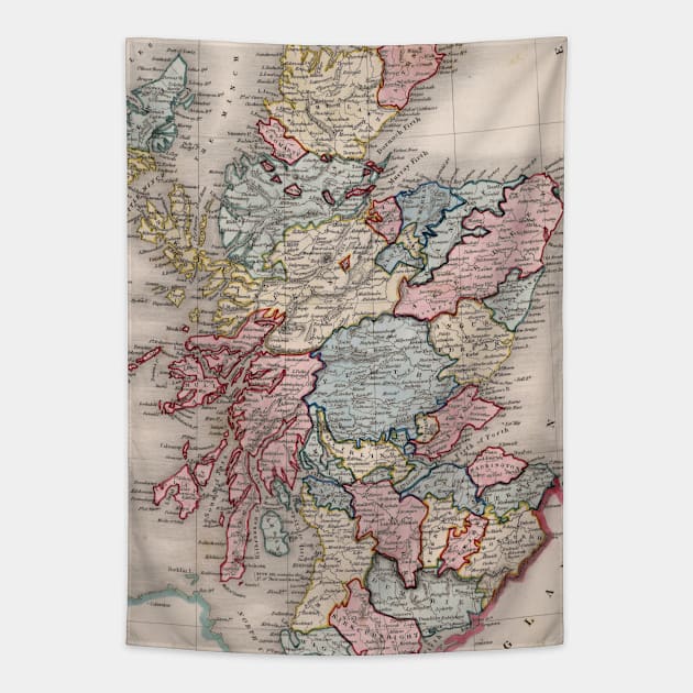 Vintage Map of Scotland (1832) Tapestry by Bravuramedia