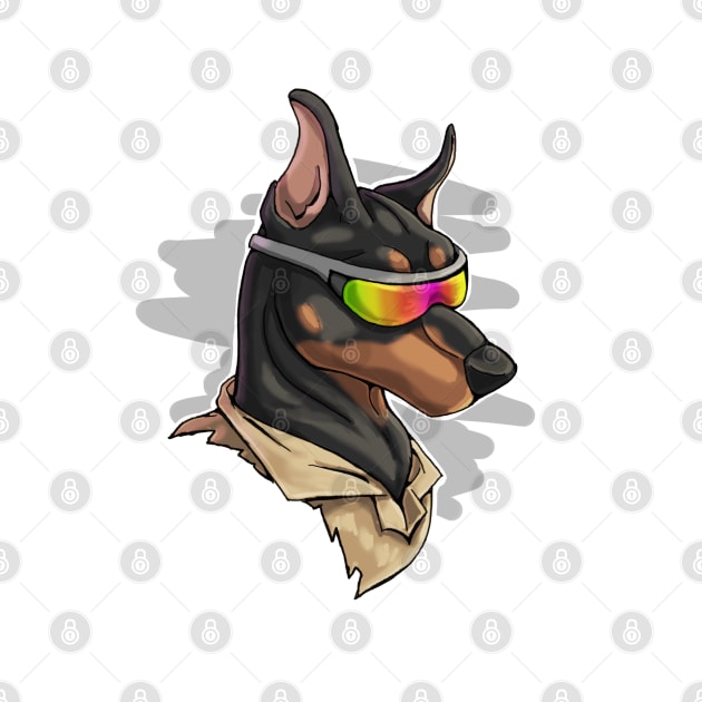 Cool Black Doberman with Shades by Bamsdrawz