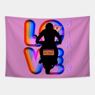BIKER AND BEST RAINBOW CAT MOM MOTORCYCLE RIDER Tapestry