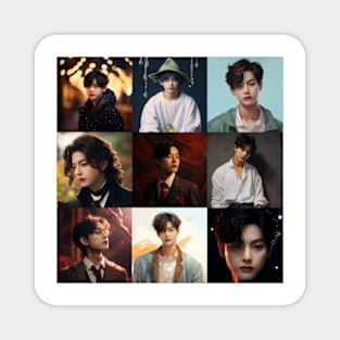 V BTS AI generated image collage portraits Magnet