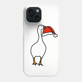 White Goose Steals Christmas Santa Hat Phone Case