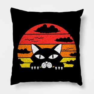 Cat Retro Distressed Style Vintage Pillow