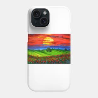 Sunset over poppy field Phone Case