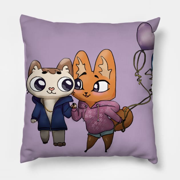 Luna and Cat Pillow by Luna and cat