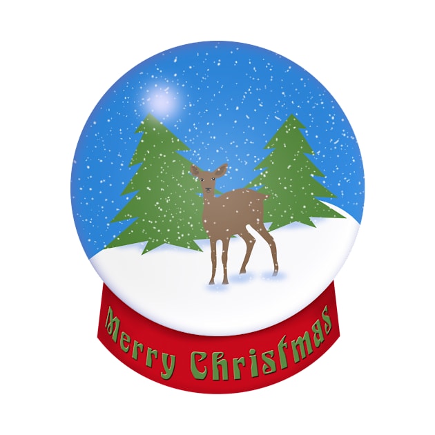 Deer in Snow Globe | Merry Christmas | Cherie's Art Original (c)2019 by CheriesArt