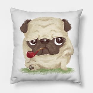 Pug dog which held the pipe in its mouth Pillow