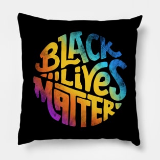 Black lives matter rainbow lettering Pillow