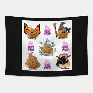 Cute Poop Emoji Girl Poop Characters Tapestry